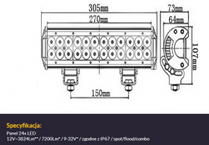 lampa panel led robocze lb0033 wejherowo 9-32 v 24 led,